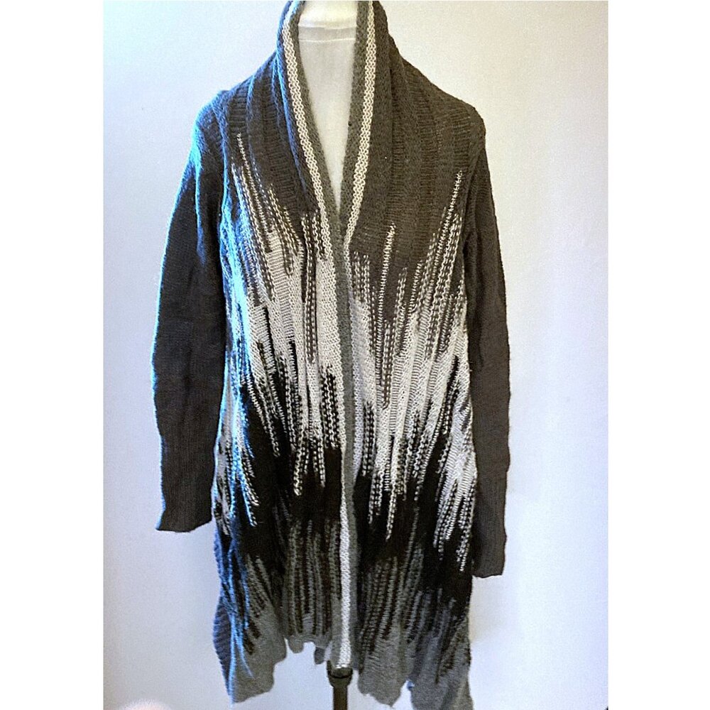Wow Couture loose weave grey and black abstract vertical brushstroke effect